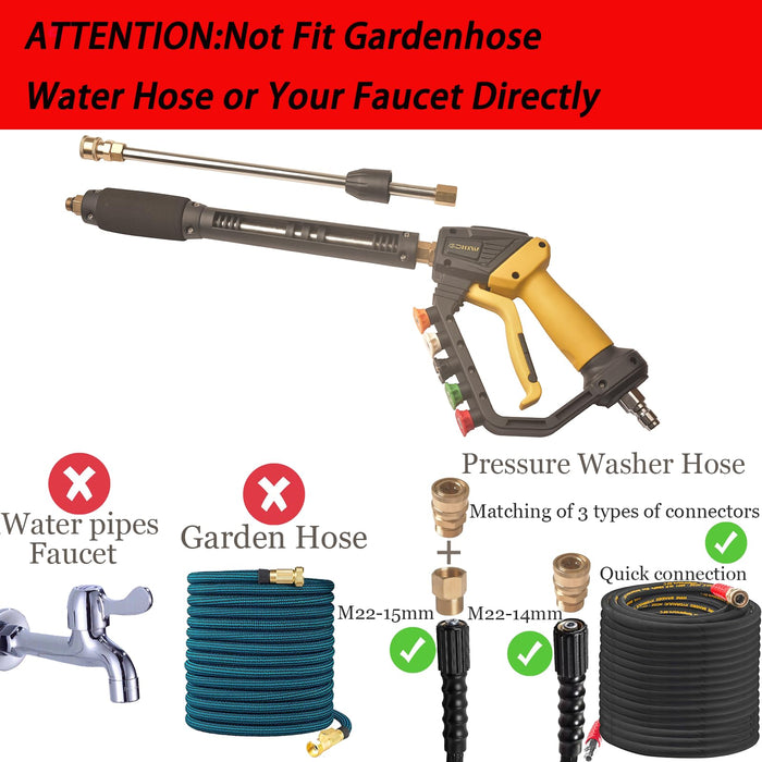 GDHXW High Power Washer Gun,Adjustable Pressure Washer Gun with Extension Wand,Quick Connection,with 5 Nozzle Tips, 2 Adapter,10 O-Rings 5000 PSI,Compatible with Most Pressure Washer - Grill Parts America