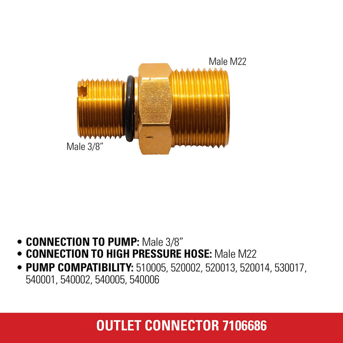 Simpson Cleaning 7106686 Outlet Connector for Gas Powered Pressure Washer Pumps, Gold - Grill Parts America