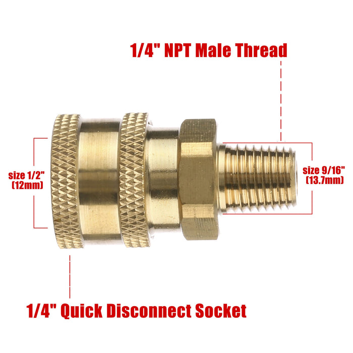 Tool Daily Pressure Washer Coupler, Quick Connect Fitting, Female NPT Socket to Male Thread, 5000 PSI, 1/4 Inch, 2-Pack - Grill Parts America