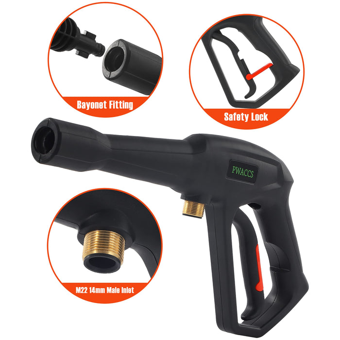 PWACCS Pressure Washer Gun Replacement with Extension Wand Kit — Power Washing Trigger Handle with 5 Spray Nozzles — Pressure Washer Parts Compatible with Ryobi, Green Works & Karcher — 2000 PSI MAX - Grill Parts America