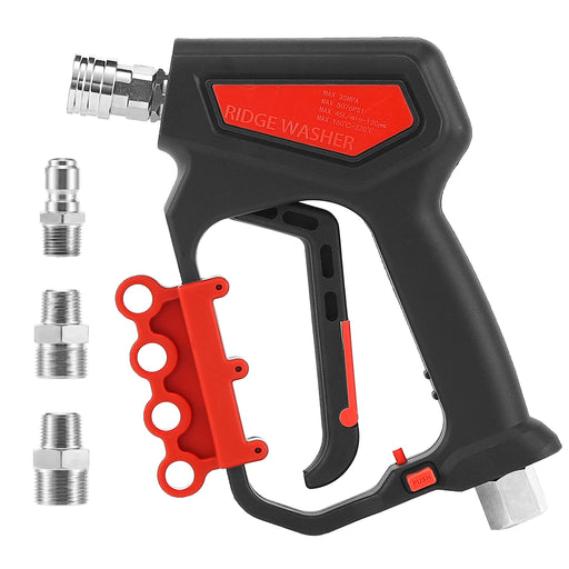 RIDGE WASHER Pressure Washer Gun 5000 PSI with Nozzle Bracket, 12 GPM, Power Washer Trigger Gun with 1/4" Quick Connector, 360° Swivel 3/8'' NPT Thread, M22-14mm and M22-15mm Fitting - Grill Parts America