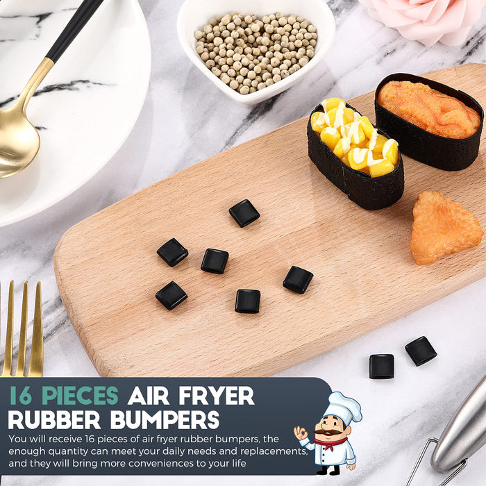 16 Pieces Air Fryer Rubber Bumpers Black Air Fryer Tray Rubber Feet Replacement Parts Silicone Accessories Rubber Non-Scratch Protective Covers for Air Fryer Grill Pan (0.43 x 0.43 x 0.18 Inch) - Grill Parts America