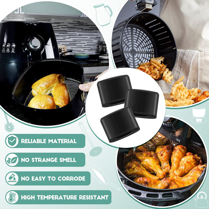 16 Pieces Air Fryer Rubber Bumpers Black Air Fryer Rubber Pieces Air Fryer Replacement Parts Silicone Accessories Rubber Non-Scratch Protective Covers for Air Fryer Grill Pan, 0.6 x 0.44 x 0.18 Inch - Grill Parts America