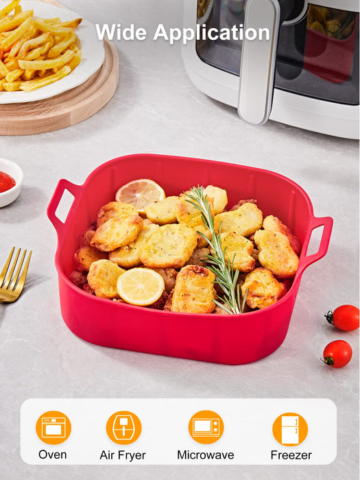 SMARTAKE Air Fryer Silicone Liner, 8.1 Inch Heavy-Duty Air Fryer Pot, Extra Thick & Easy Cleaning, Food-Grade Reusable Durable Air Fryer Basket Accessories, 8.1x8.1x2 Inch for 5-6QT, Square - Grey - Grill Parts America