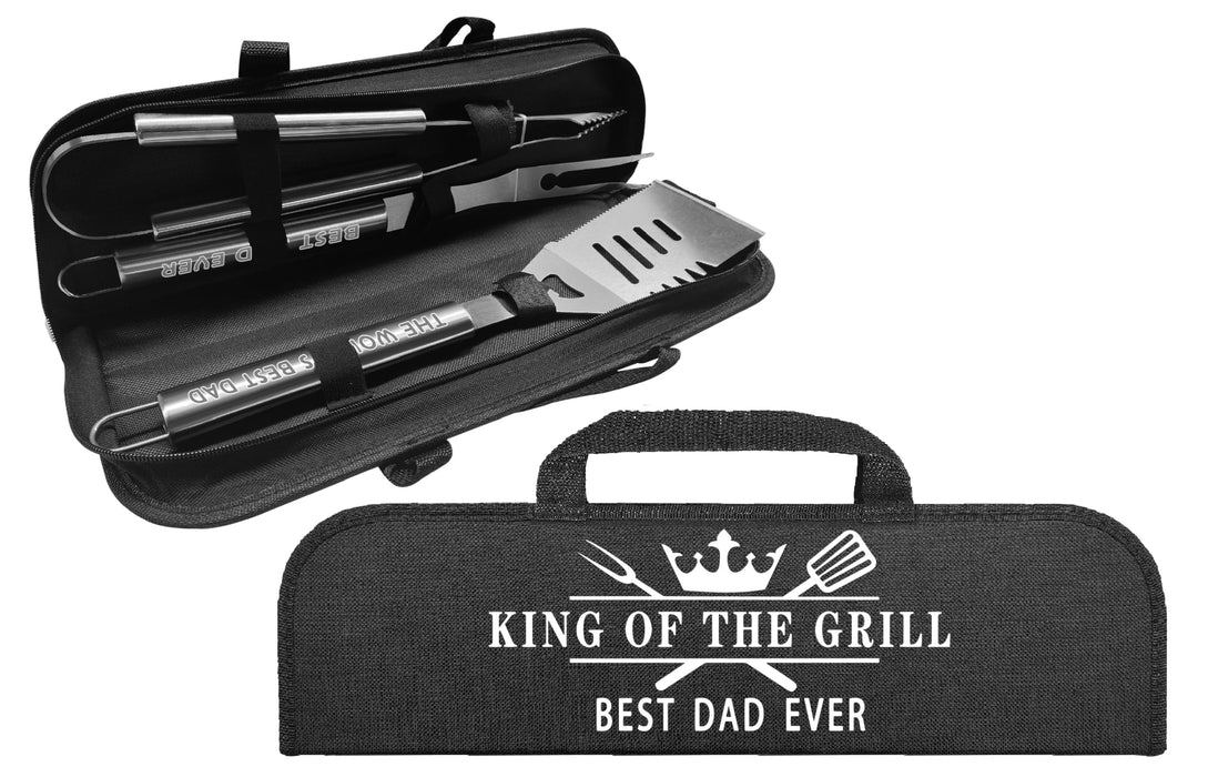 Birthday Gifts for Dad, Cool BBQ Grill Gift for Dad Christmas Retirement Congratulations Get Well Soon, Unique Dad Gifts from Daughter Son Kids, Gift for Men Father Stainless Steel Tool Set 3 & Bag - Grill Parts America