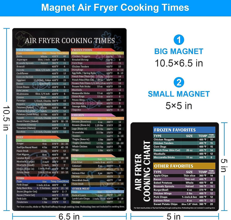 Air Fryer Cheat Sheet Magnetic Air Fryer Cooking Times Chart Magnet Cheat Sheet Set Air Fryer Accessories Cookbook Recipe Card Meat Temp Guide for Airfryer Oven Cooking Pot Kitchen Appliances 2 Pack - Grill Parts America