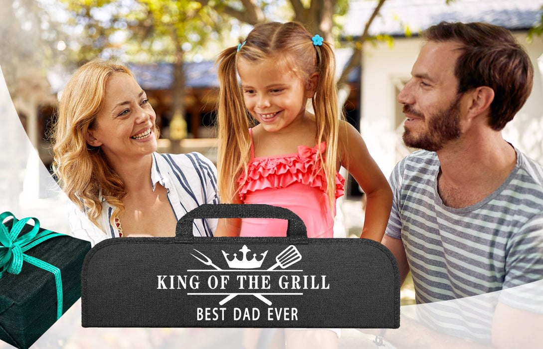 Birthday Gifts for Dad, Cool BBQ Grill Gift for Dad Christmas Retirement Congratulations Get Well Soon, Unique Dad Gifts from Daughter Son Kids, Gift for Men Father Stainless Steel Tool Set 3 & Bag - Grill Parts America