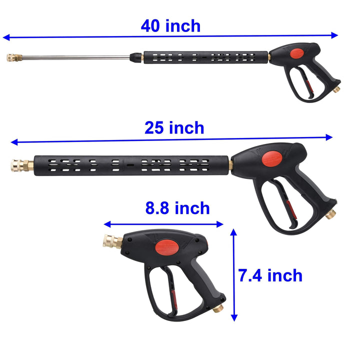 M MINGLE Replacement Pressure Washer Gun with Extension Wand, M22 15mm or M22 14mm Fitting, 5 Nozzle Tips, 40 Inch, 4000 PSI - Grill Parts America