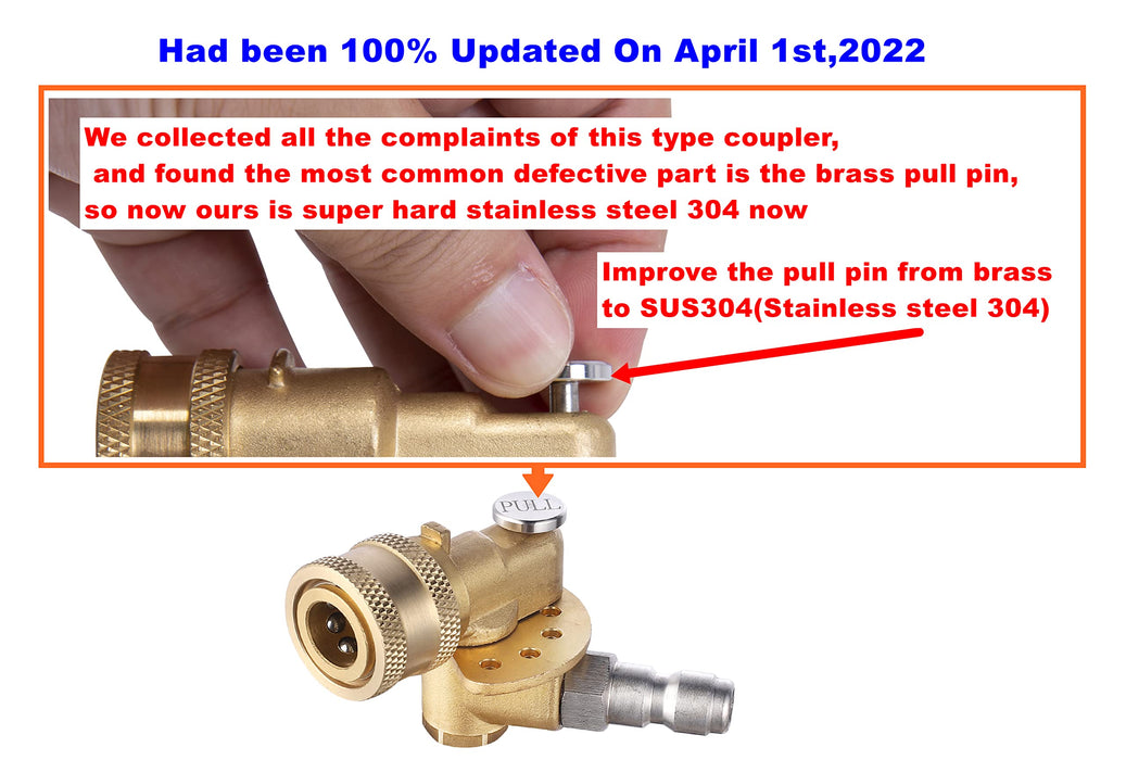 Meteor Blast Quick Connecting Pivoting Brass Coupler Attachment 120 Degree with 5 Angles and Safety Lock for Pressure Washer Spray Nozzle, Cleaning Hard to Reach Area Max 5000 PSI 1/4 Inch Plug - Grill Parts America