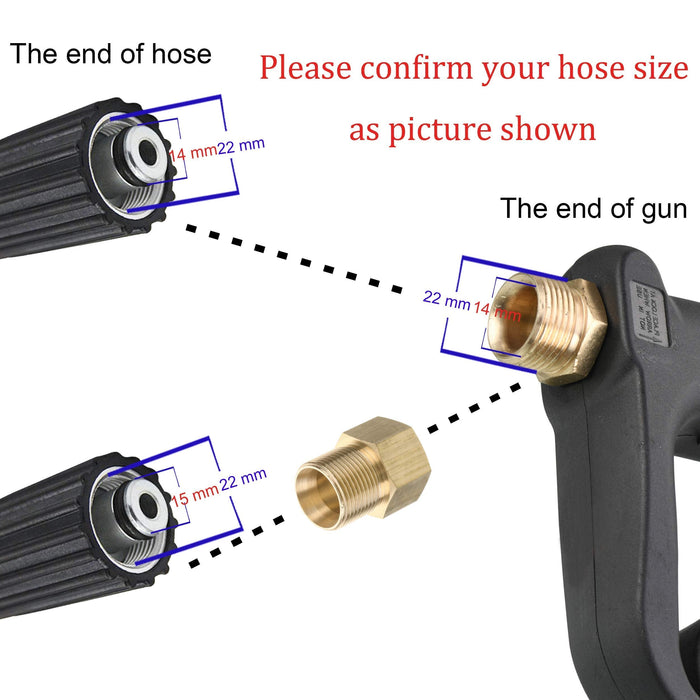 M MINGLE Replacement Pressure Washer Gun with Extension Wand, M22 15mm or M22 14mm Fitting, 5 Nozzle Tips, 40 Inch, 4000 PSI - Grill Parts America