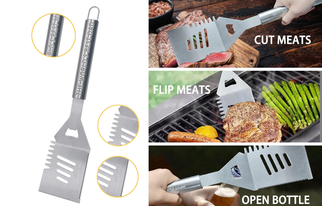 Birthday Gifts for Dad, Cool BBQ Grill Gift for Dad Christmas Retirement Congratulations Get Well Soon, Unique Dad Gifts from Daughter Son Kids, Gift for Men Father Stainless Steel Tool Set 3 & Bag - Grill Parts America