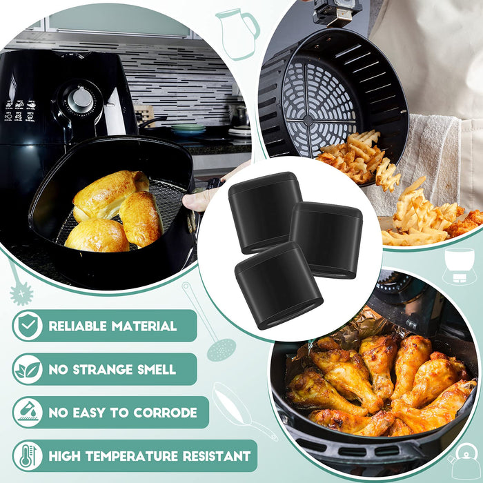 16 Pieces Air Fryer Rubber Bumpers Black Air Fryer Tray Rubber Feet Replacement Parts Silicone Accessories Rubber Non-Scratch Protective Covers for Air Fryer Grill Pan (0.43 x 0.43 x 0.18 Inch) - Grill Parts America