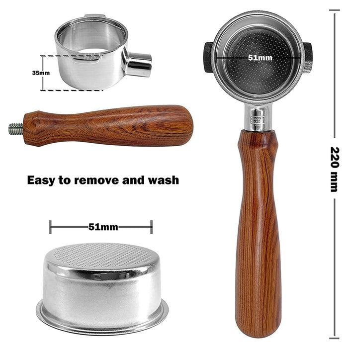 Coffee 51mm Bottomless Portafilter Compatible with DeLonghi Icona ECP ECOV311 Espresso Machine, No Base Filter Holder