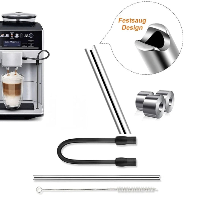 Replacement Milk Tube Set Metal and Soft Silicone Hose Set Coffee Machine Tube Spare Part for Automatic Coffee Machines