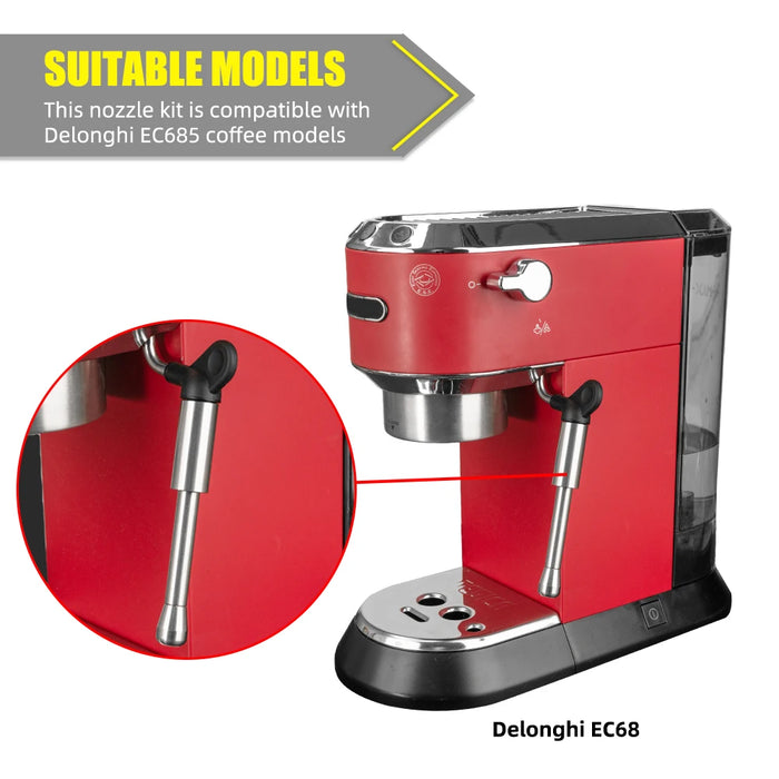 Coffee Maker Steam Nozzle Steam Wand Nozzle Stainless Steel Multiple Holes Tip Milk Foam Spout Compatible With Delonghi EC685