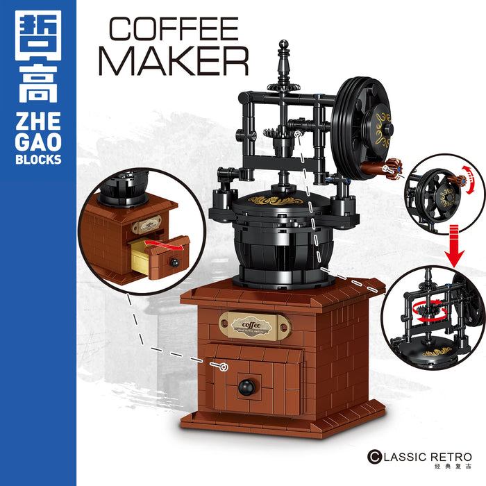 Coffee Machine Building Block Retro Style Cafe Maker Mini Diy Assembly Set Toys Home Decor for Children Gift Birthday Juguetes