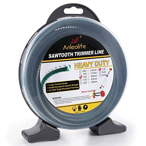 A ANLEOLIFE 1-Pound Heavy Duty Sawtooth 140-mil-by-108-ft Dual Core String Serrated Trimmer Line Donut,with Bonus Line Cutter - Grill Parts America