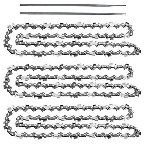 3 Pack 20-Inch Chainsaw Chain-3/8" Pitch .050" Gauge 72 Drive Links with 2 Bonus Sharpening Files; Heavy Duty Carbon Steel Chains Fit Most Major Chainsaw Brands - Grill Parts America