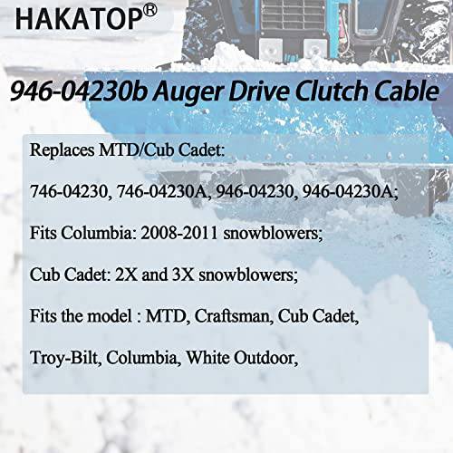 HAKATOP 946-04230b Snow Blower/Thrower Auger Drive Clutch Cable Fits MTD Cub Cadet 746-04230/746-04230A/946-04230/946-04230A - Grill Parts America