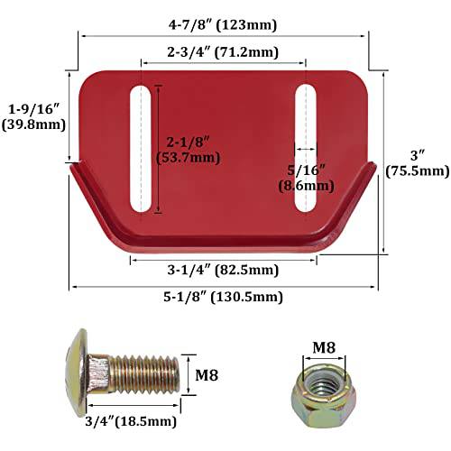 KOOTANS 1pair 784-5580 Snow Thrower Slide Plate Shoes Heavy Duty Metal Snow Blower Slide Skids Replace for MTD 784-5580-0637 Cub Cadet Yardman Troy Bilt Craftsman, for Stens 780-420 (Red) - Grill Parts America