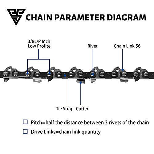 Loggers Art Gens Chainsaw Chain for 16-Inch Bar SG-S56, 3/8" LP Pitch - .050" Gauge - 56 Drive Links, Compatible with Craftsman/Sears, Echo, Homelite, McCulloch, Poulan, Worx, Chicago （3-Pack） - Grill Parts America