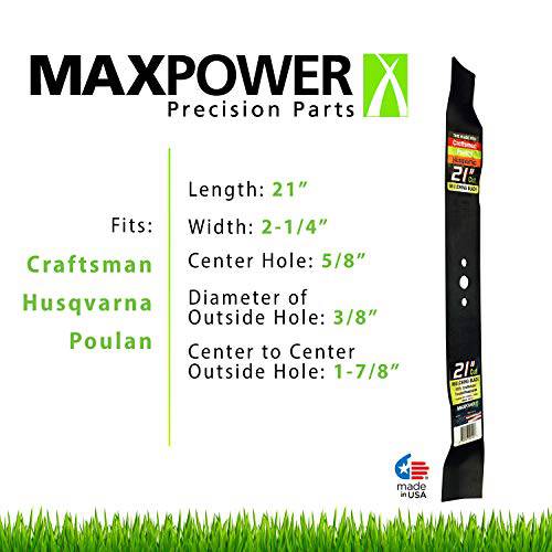 MaxPower 331737B Mulching Blade for 21 in. Cut Craftsman, Husqvarna, Poulan Mowers Replaces OEM #'s 165833, 175052, 406712, 532175064 - Grill Parts America