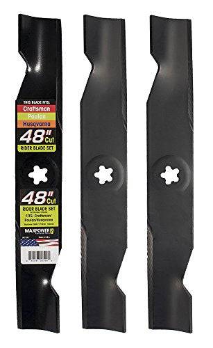 Maxpower 561735B 3-Blade Set for 48" Cut Poulan/Husqvarna/Craftsman, Black - Grill Parts America