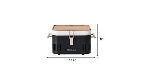 Everdure CUBE Portable Charcoal Grill, Tabletop BBQ, Graphite - Grill Parts America