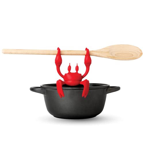 OTOTO Red the Crab Silicone Utensil Rest - Kitchen Gifts, Silicone Spoon Rest for Stove Top - Heat-Resistant Kitchen and Grill Utensil Holder - Non-Slip Spoon Holder Stove Organizer, Steam Releaser - Kitchen Parts America