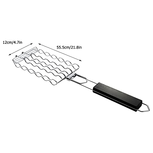 BBQ Barbecue Tools Sausage Barbecue Sausage Barbecue Net Stainless Steel Barbecue Net Outdoor Barbecue Rack Barbecue Clip Charbroil Grill C46g3d Parts (Silver, 57x14x4cm) - Grill Parts America