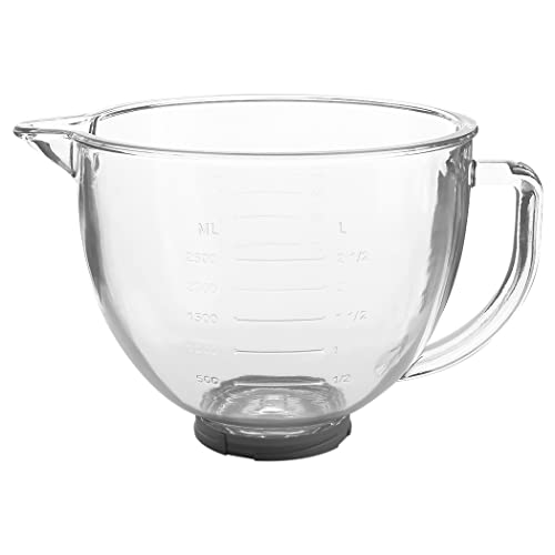 Gdrtwwh Glass Bowl for KitchenAid 4.5-5 Quart Tilt-Head Stand Mixer,Replacement with KitchenAid Artisan Mixer Glass Bowl