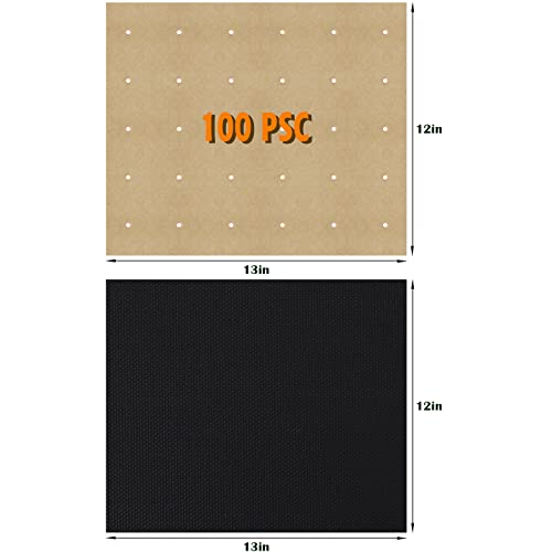 WMKGG 100 PCS Air Fryer Oven Liners, 12 x 11 inch Perforated Rectangular