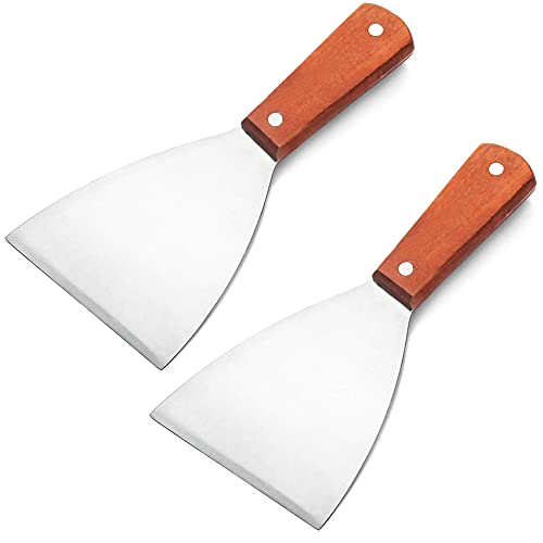 Acronde 2PCS Stainless Steel Slant Grill Griddle Spatula Scraper Diner Flat Straight Blade - Kitchen Parts America
