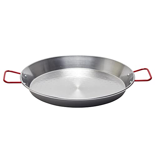 Garcima 14-inch Carbon Steel Paella Pan, 36cm, Silver - Grill Parts America