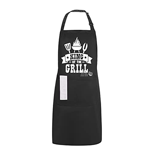 Funny Grilling Aprons with Pockets, King of the Grill, Adjustable Chef Bib Apron - Grill Parts America