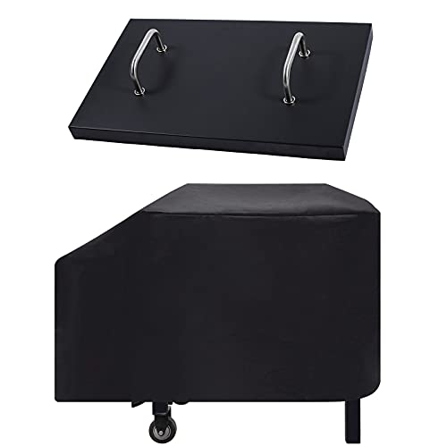 EasiBBQ 5003 Hard Cover for Blackstone 28" Griddle, and 1529 Heavy Duty Grill Cover for Blackstone 28" Griddle, Black - Grill Parts America