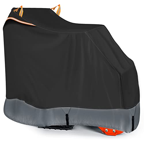 Tokept Snow Blower Cover, Heavy Duty 600D Oxford Fabric, with Drawstring Reflective Strip Triangle Straps, Universal Snowblower All-Weather Outdoor Waterproof Snow Protection Cover (Black&Gray) - Grill Parts America