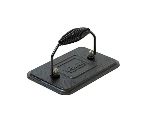 Lodge Pre-Seasoned Cast Iron Grill Press With Cool-grip Spiral Handle, 4.5 inch X 6.75 inch, Black - Grill Parts America