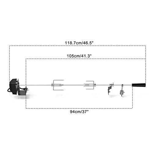 onlyfire Universal Rotisserie Kit BBQ Grilling Accessory Kit for Most 2 to 4 Burners Gas Grills - 32"-42" x 5/16" Standard Square Spit Rod - Grill Parts America