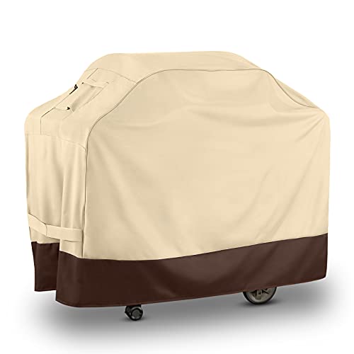 Arcedo BBQ Grill Cover, Heavy Duty 55 Inch Waterproof Gas Grill Cover for Weber Charbroil Nexgrill Brinkmann Grills and More, UV Resistant Outdoor 3-4 Burner Barbecue Cover with Air Vents, Beige&Brown - Grill Parts America