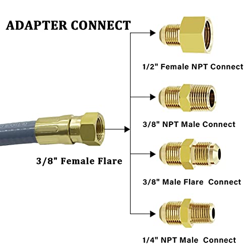GardenNow 12FT 3/8" ID Natural Gas Hose, Low Pressure LPG Hose with Quick Connect, for Weber, Char-Broil, Pizza Oven, Patio Heater and More NG Appliance Propane to Natural Gas Conversion Kit - Grill Parts America