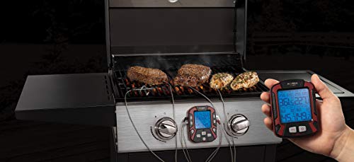 Maverick PRO-Series XR-50 Extended (500FT Range, 4 Probe) Digital Remote Wireless BBQ, Meat & Smoker Thermometer, Black/Red and Z-Cloth Bundle - Grill Parts America