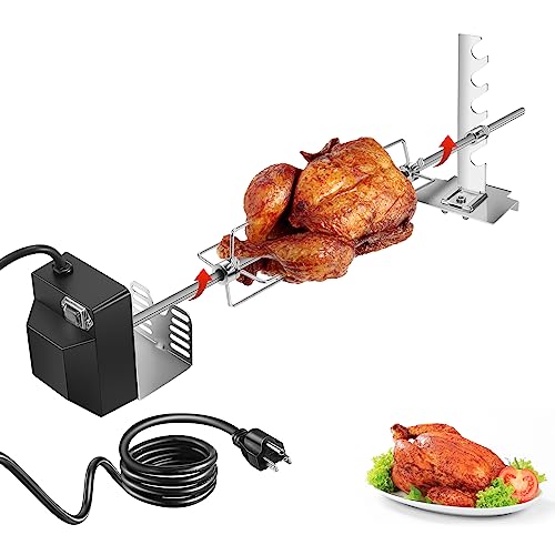 Rotisserie Grill Kit, Automatic Rotating BBQ, UL Certificated Universal Grill Rotisseries with 120V 4W Motor, 28” Spit Rod, 2 x 4 Forks, Complete Holders, and Fixing Screw for Backyard and Outdoor - Grill Parts America