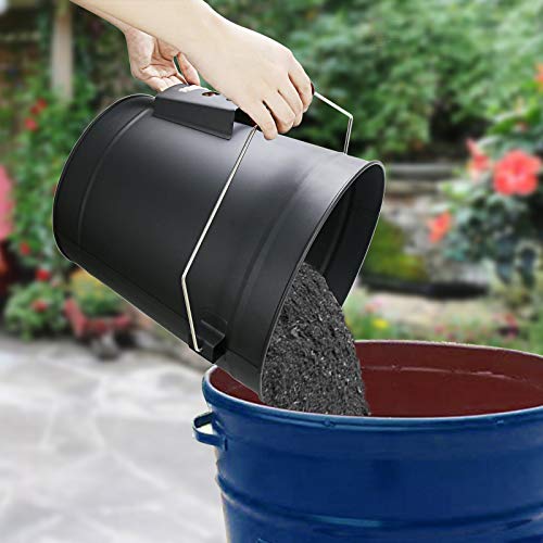 Hisencn Ash Bucket with Lid and Shovel, 5.15 Gallon Large Galvanized Metal Coal and Hot Ash Pail for Fireplace, Hearth, Charcoal Wood Fire Pits Burning Stoves Indoor and Outdoor - Grill Parts America