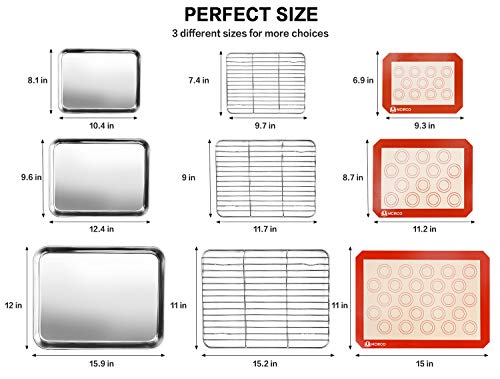 Stainless Steel Baking Sheet Tray Cooling Rack with Silicone Baking Mat Set - Kitchen Parts America