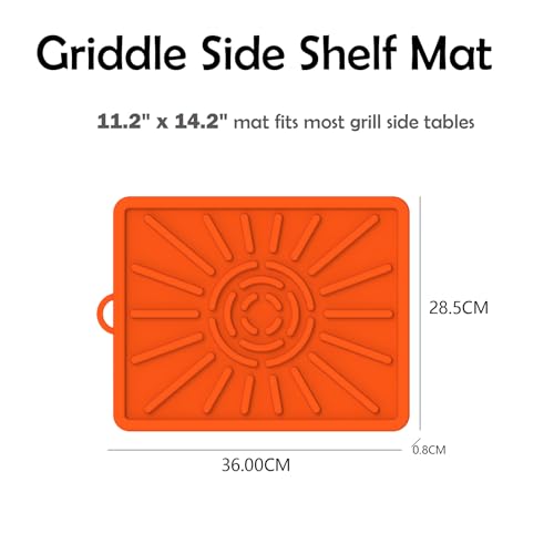 Grill Mat, Side Shelf Mat for Blackstone, Silicone Grill Pad for Outdoor Grill Kitchen Counter, Food Grade Griddle Mat, BBQ Grill Mats, Baking Mats, Grill Prep Trays, Hot Pads (2 Pack, Orange) - Grill Parts America