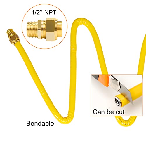CSST Corrugated Stainless Steel Tubing 70 Ft 1/2" Flexible Natural Gas Line Pipe Propane Conversion Kit Grill Hose with Male Adapter Fittings - Grill Parts America