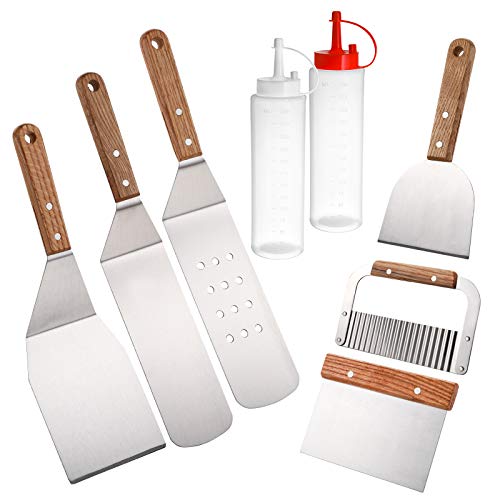 WUWEOT 8 Pack Professional Griddle Accessories Kit, Flat Top Griddle Spatulas Tool Kit with Heat-Resistant Handles - Grill Parts America