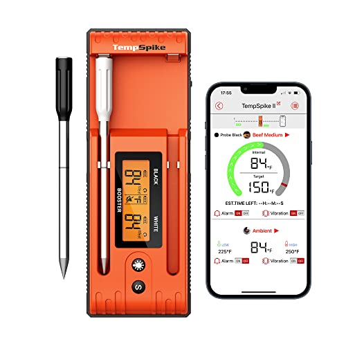 ThermoPro Twin TempSpike 500FT Truly Wireless Meat Thermometer with 2 Meat Probes, Bluetooth Meat Thermometer with LCD-Enhanced Booster, Meat Thermometer Wireless for Rotisserie BBQ Grill Oven Smoker - Grill Parts America