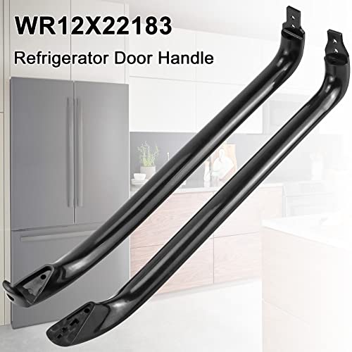 AMI PARTS WR12X22183 Refrigerator Door Handle (Black) Replaces WR12X11008 WR12X11009 WR12X20142 3290412 AP5948588 PS9494525 EAP9494525(2 Pack)